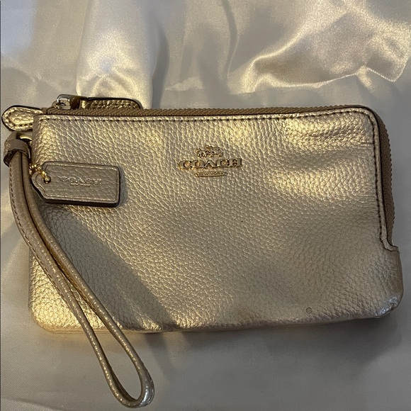 Coach Metallic Gold Wristlet Clutch